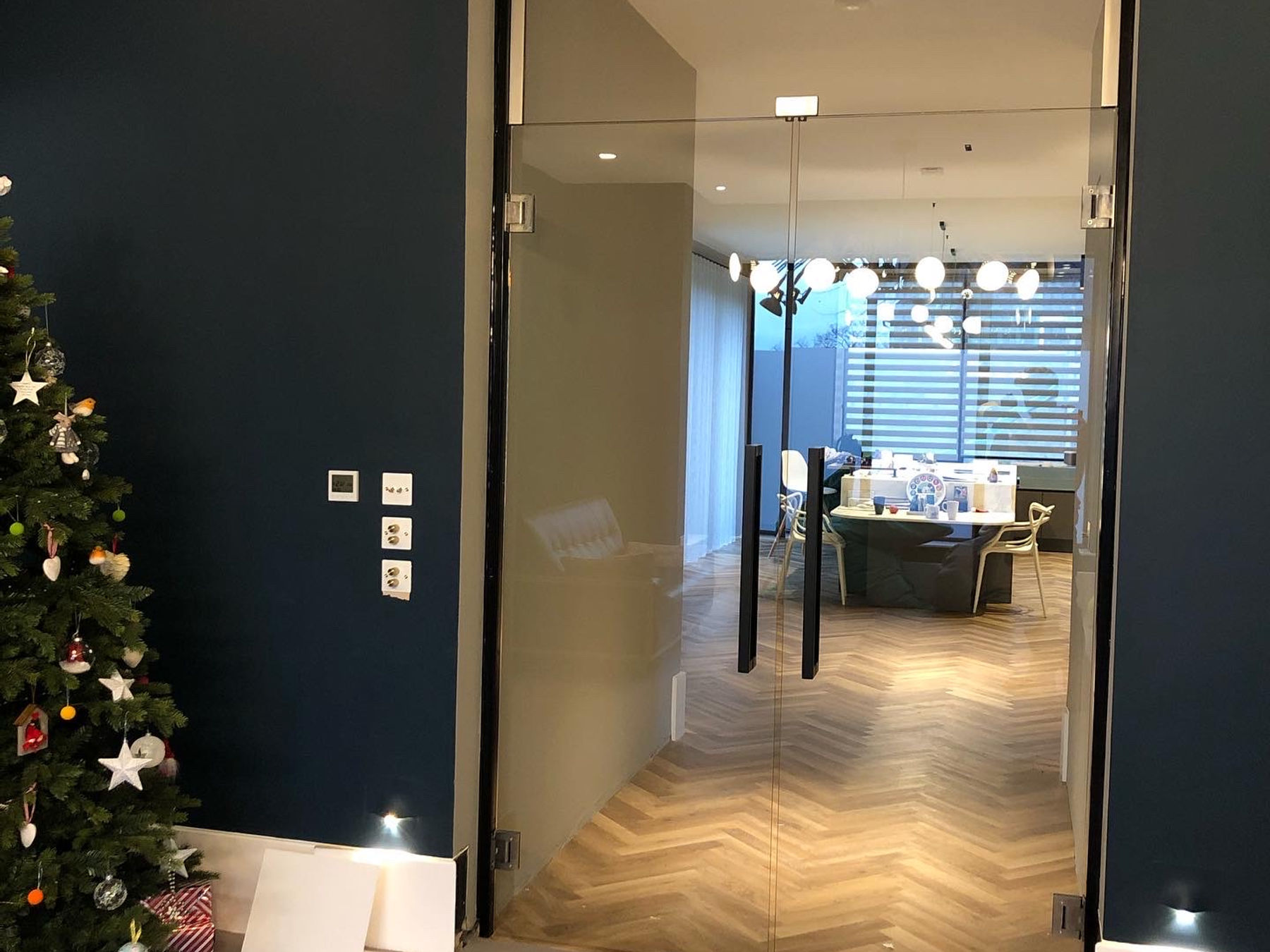 Frameless glass partition doors